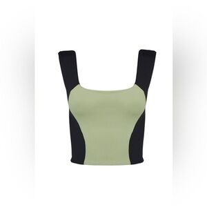 Port de Bras Wave Top Juta Green Black Cropped Athletic